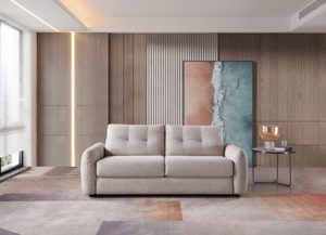 Atlas 3 Seater Sofa Bed with Pull-Out Mattress – Beige Fabric Sleeper Sofa