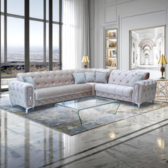 Monaco Lux Corner Sofa Bed – Italian Style Tufted Fabric Sofa