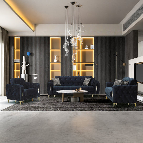 Monaco Lux Sofa Set & Corner – Premium Fabric, Deep Button Tufted, Luxury Living Room