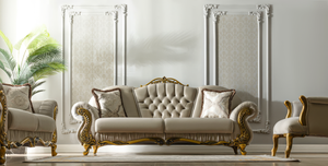 Brooklyn Lounge Sofa Set – Velvet Chesterfield Style with Gold Accents