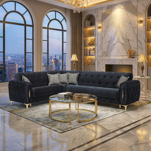 Monaco Lux Sofa Set & Corner – Premium Fabric, Deep Button Tufted, Luxury Living Room
