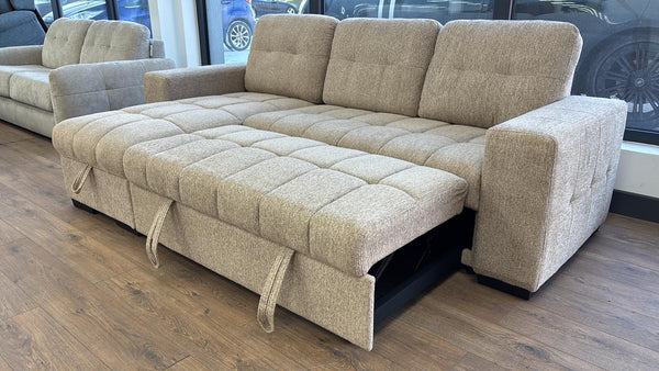 FRANCESCA FABRIC CORNER SOFA BED WITH BUILT-IN STORAGE
