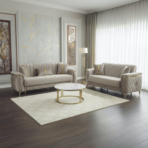 Monaco Elite Sofa Suite  – Luxury Velvet Sofa Bed with Storage & Gold Trim