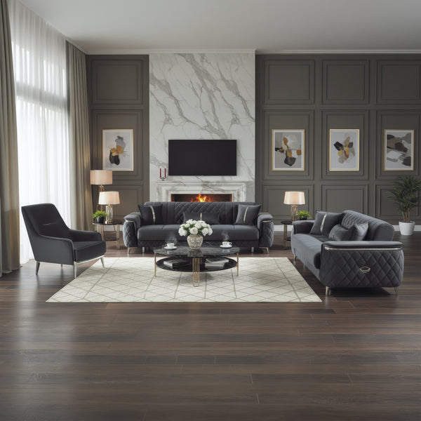 Monaco Elite Sofa Suite  – Luxury Velvet Sofa Bed with Storage & Gold Trim