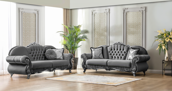Brooklyn Lounge Sofa Set – Velvet Chesterfield Style with Gold Accents