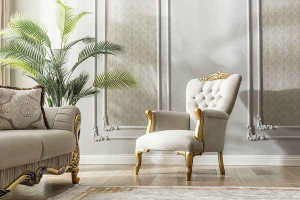 Brooklyn Lounge Sofa Set – Velvet Chesterfield Style with Gold Accents