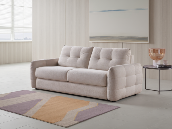 Atlas 3 Seater Sofa Bed with Pull-Out Mattress – Beige Fabric Sleeper Sofa