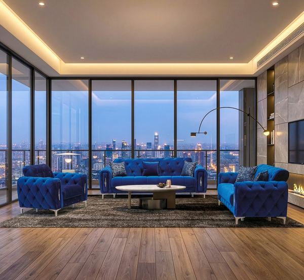 Monaco Lux Sofa Set & Corner – Premium Fabric, Deep Button Tufted, Luxury Living Room