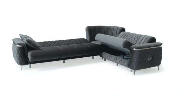 Monaco Elite Sofa Suite  – Luxury Velvet Sofa Bed with Storage & Gold Trim