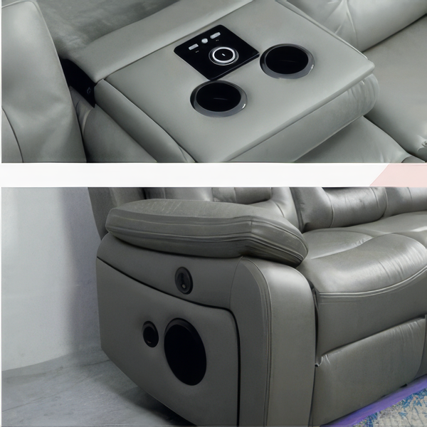New York Electric Recliner Sofa Set with Wireless Charger Bluetooth Speakers