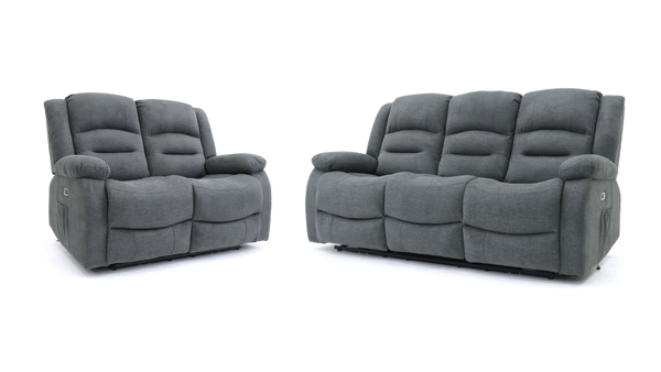 Ashford 3+2+1 Grey Fabric Electric Recliner Sofa Set – Luxury Home Cinema Suite