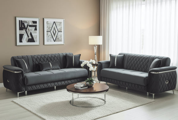 Monaco Elite Sofa Suite  – Luxury Velvet Sofa Bed with Storage & Gold Trim