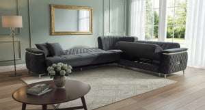 Monaco Elite Sofa Suite  – Luxury Velvet Sofa Bed with Storage & Gold Trim