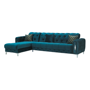 Monaco Relax Corner Sofa Bed with Storage – Luxury Fabric Chesterfield Sofa