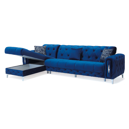 Monaco Relax Corner Sofa Bed with Storage – Luxury Fabric Chesterfield Sofa