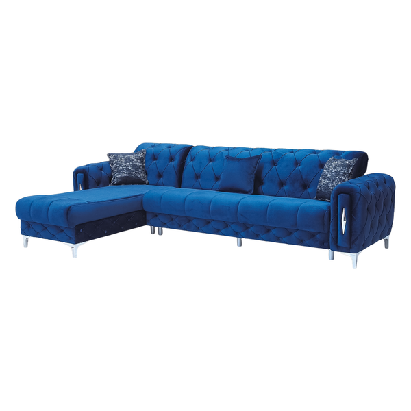 Monaco Relax Corner Sofa Bed with Storage – Luxury Fabric Chesterfield Sofa