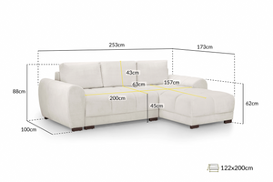 Nuvola Universal Corner Sofa Bed with Storage – Large Velvet Sofabed