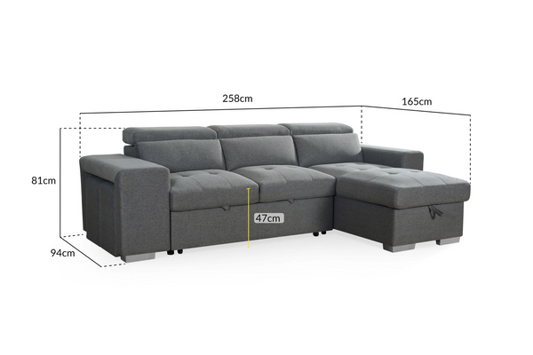 Aspect Modern L-Shape Sofa Bed with Storage