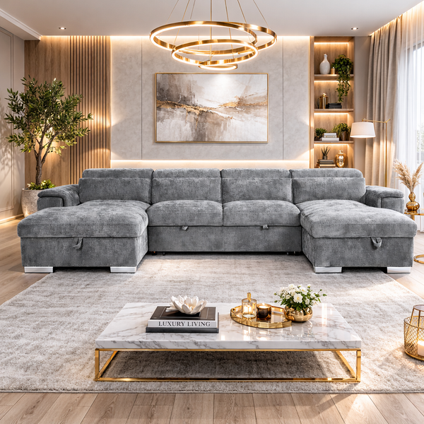 Jasmine U-Shape Corner Sofa Bed with Built-In Storage