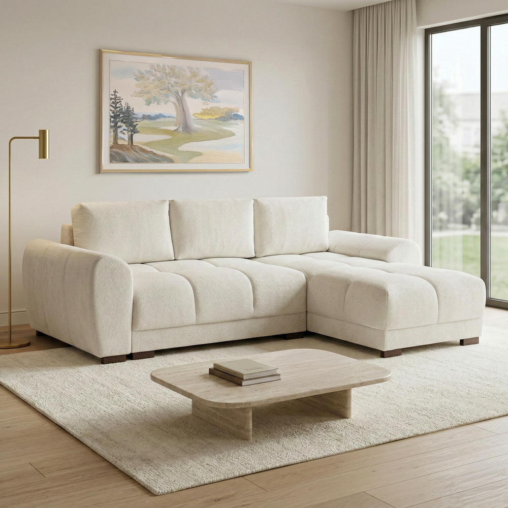 Nuvola Universal Corner Sofa Bed with Storage – Large Velvet Sofabed