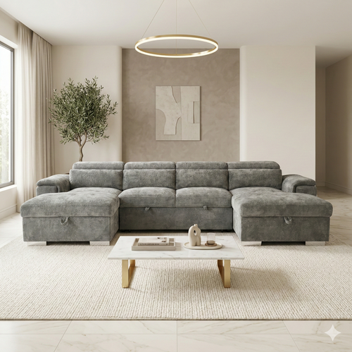 Jasmine U-Shape Corner Sofa Bed with Built-In Storage