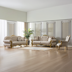 Brooklyn Lounge Sofa Set – Velvet Chesterfield Style with Gold Accents