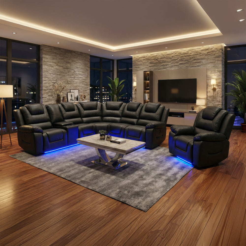 Black Leather Sofa | Electric Recliner