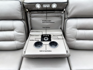 New York Electric Recliner Sofa Set with Wireless Charger Bluetooth Speakers