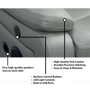 New York Electric Recliner Sofa Set with Wireless Charger Bluetooth Speakers