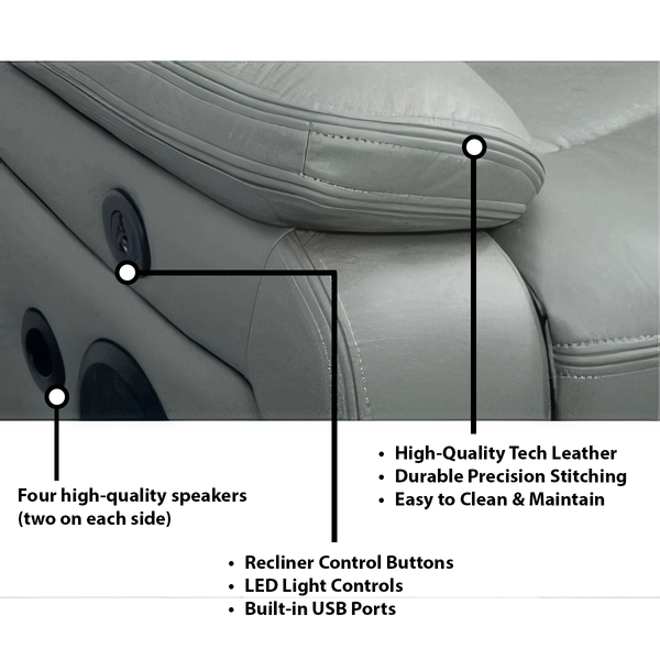 New York Electric Recliner Sofa Set with Wireless Charger Bluetooth Speakers