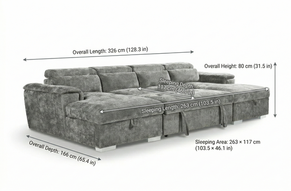 Jasmine U-Shape Corner Sofa Bed with Built-In Storage