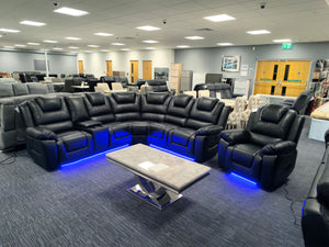 Oxford Black Leather Sofa set | Electric Recliner