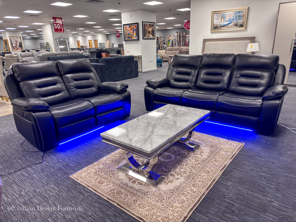 New York Electric Recliner Sofa Set with Wireless Charger Bluetooth Speakers