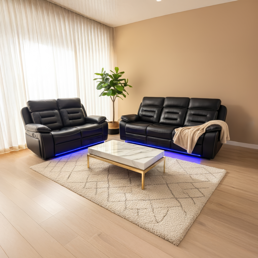 New York Electric Recliner Sofa Set with Wireless Charger Bluetooth Speakers