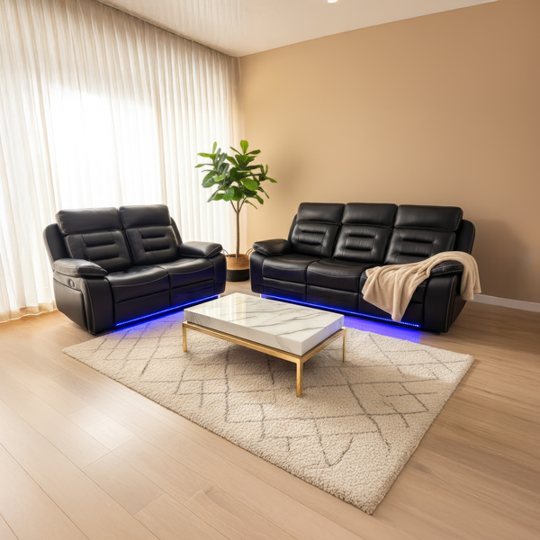 New York Electric Recliner Sofa Set with Wireless Charger Bluetooth Speakers