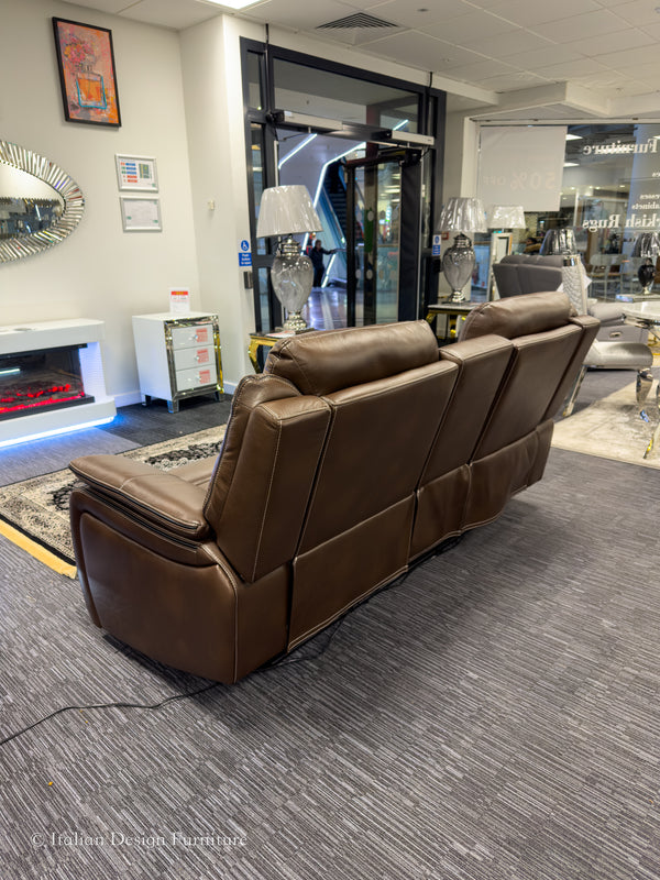 PRESTIA Premium Leather Electric Recliner Sofa Set with USB & Wireless Charging