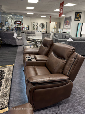 PRESTIA Premium Leather Electric Recliner Sofa Set with USB & Wireless Charging