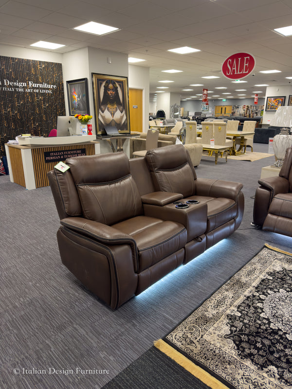 PRESTIA Premium Leather Electric Recliner Sofa Set with USB & Wireless Charging