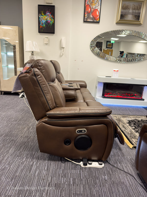 PRESTIA Premium Leather Electric Recliner Sofa Set with USB & Wireless Charging