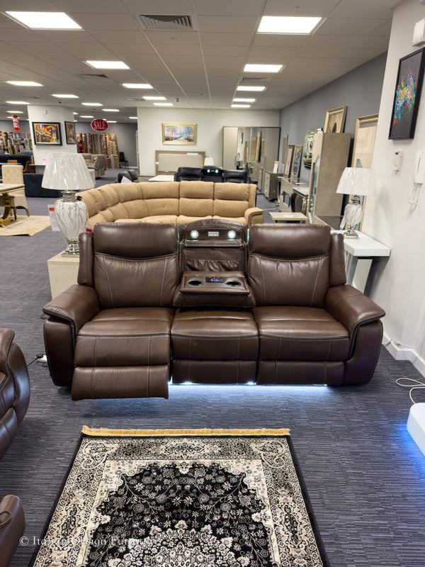 PRESTIA Premium Leather Electric Recliner Sofa Set with USB & Wireless Charging