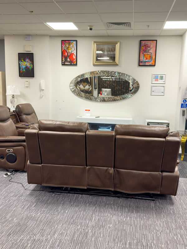 PRESTIA Premium Leather Electric Recliner Sofa Set with USB & Wireless Charging