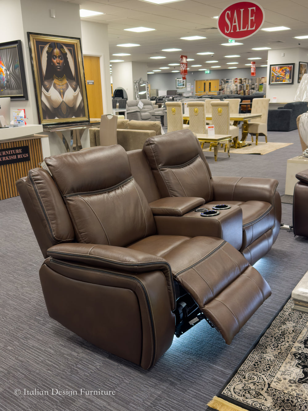 PRESTIA Premium Leather Electric Recliner Sofa Set with USB & Wireless Charging