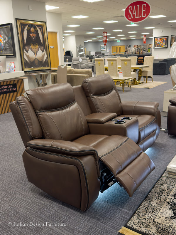 PRESTIA Premium Leather Electric Recliner Sofa Set with USB & Wireless Charging