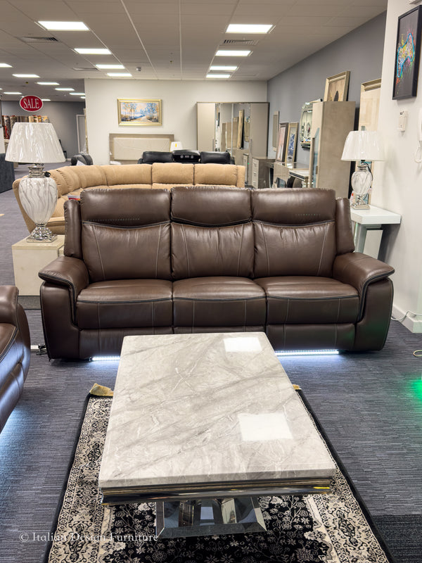 PRESTIA Premium Leather Electric Recliner Sofa Set with USB & Wireless Charging