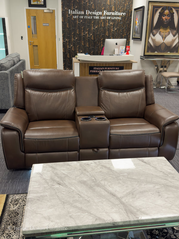 PRESTIA Premium Leather Electric Recliner Sofa Set with USB & Wireless Charging