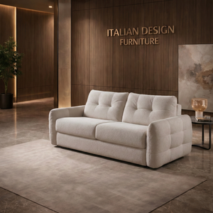 Atlas 3 Seater Sofa Bed with Pull-Out Mattress – Beige Fabric Sleeper Sofa