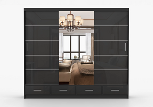 Florida 3 Door Sliding Mirror Wardrobe – Large Modern Bedroom Wardrobe with Drawers