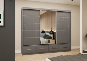Florida 3 Door Sliding Mirror Wardrobe – Large Modern Bedroom Wardrobe with Drawers