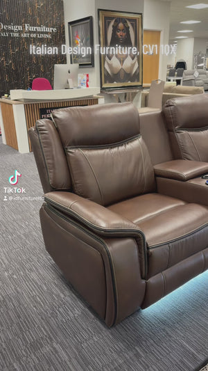 PRESTIA Premium Leather Electric Recliner Sofa Set with USB & Wireless Charging